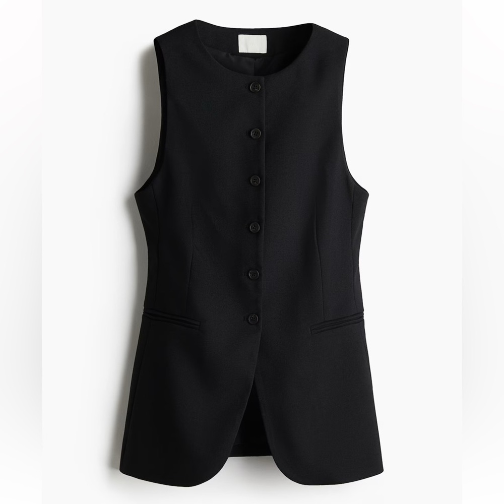 NWT H&M LONG SUIT VEST - XS - Black